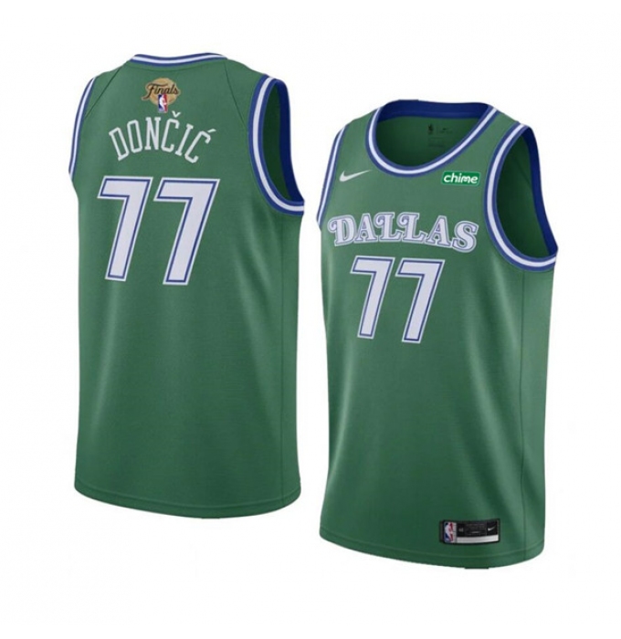 Men's Dallas Mavericks #77 Luka Doncic Green 2024 Finals Classic Edition Stitched Basketball Jersey