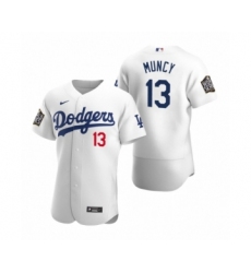 Men's Los Angeles Dodgers #13 Max Muncy Nike White 2020 World Series Authentic Jersey