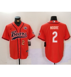 Men's Chicago Bears #2 DJ Moore Orange Throwback With Cool Base Stitched Baseball Jerseys