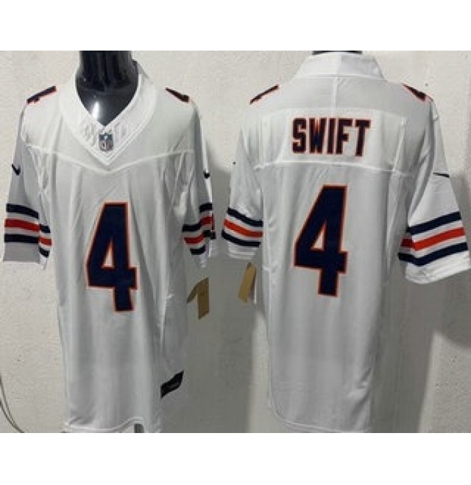 Men's Chicago Bears #4 D'Andre Swift Limited White FUSE Vapor Jersey