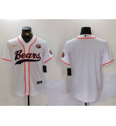 Men's Chicago Bears Blank White With Cool Base Stitched Baseball Jersey