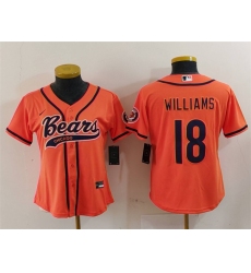 Women's Chicago Bears #18 Caleb Williams Orange With Cool Base Stitched Baseball Jersey(Run Small)