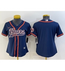 Women's Chicago Bears Blank Navy Blue With Patch Cool Base Stitched Baseball Jersey