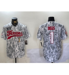 Men's Houston Texans #1 Stefon Diggs Arctic Camo 2024 Salute to Service Stitched Baseball Jerseys