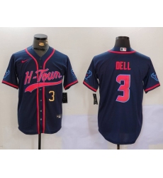 Men's Houston Texans #3 Tank Dell Navy With Cool Base Stitched Baseball Jerseys