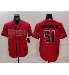 Men's Houston Texans #51 Will Anderson Jr Red With Cool Base Stitched Baseball Jersey