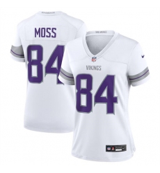 Women's Minnesota Vikings #84 Randy Moss White Winter Warrior Limited Football Stitched Jersey