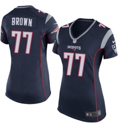 Women's Nike New England Patriots #77 Trent Brown Game Navy Blue Team Color NFL Jersey