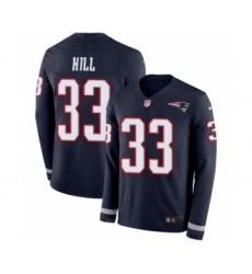Youth Nike New England Patriots #33 Jeremy Hill Limited Navy Blue Therma Long Sleeve NFL Jersey