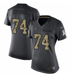 Women's Nike New Orleans Saints #74 Jermon Bushrod Limited Black 2016 Salute to Service NFL Jersey