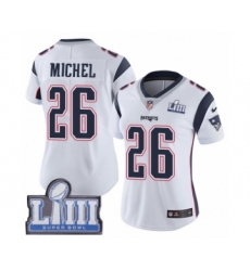 Women's Nike New England Patriots #26 Sony Michel White Vapor Untouchable Limited Player Super Bowl LIII Bound NFL Jersey