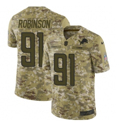 Youth Nike Detroit Lions #91 A'Shawn Robinson Limited Camo 2018 Salute to Service NFL Jersey