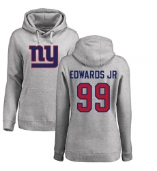 NFL Women's Nike New York Giants #99 Mario Edwards Jr Ash Name & Number Logo Pullover Hoodi