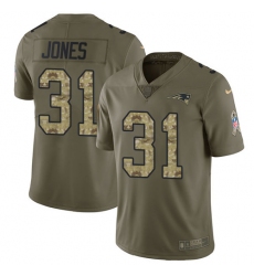 Men's Nike New England Patriots #31 Jonathan Jones Limited Olive Camo 2017 Salute to Service NFL Jersey