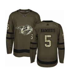 Men's Nashville Predators #5 Dan Hamhuis Authentic Green Salute to Service Hockey Jersey