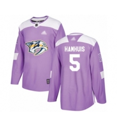 Men's Nashville Predators #5 Dan Hamhuis Authentic Purple Fights Cancer Practice Hockey Jersey