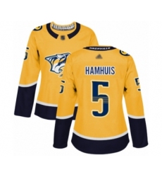 Women's Nashville Predators #5 Dan Hamhuis Authentic Gold Home Hockey Jersey