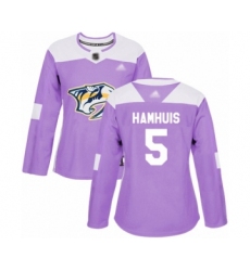 Women's Nashville Predators #5 Dan Hamhuis Authentic Purple Fights Cancer Practice Hockey Jersey