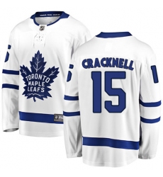 Men's Toronto Maple Leafs #15 Adam Cracknell Authentic White Away Fanatics Branded Breakaway NHL Jersey