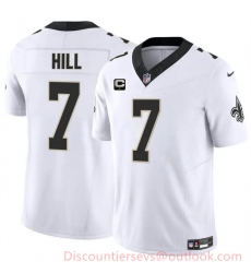 Men's New Orleans Saints #7 Taysom Hill White 2024 F.U.S.E With 1-Star C Vapor Limited Stitched Football Jersey