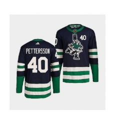 Men's Vancouver Canucks #40 Elias Pettersson Navy 2022 Reverse Retro Stitched Jersey