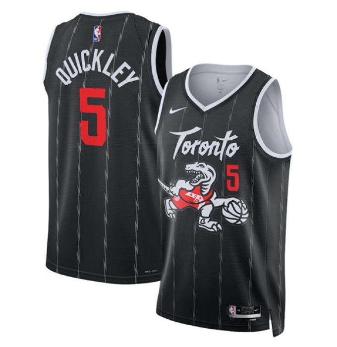 Men's Toronto Raptors #5 Immanuel Quickley Black 2025-26 City Edition Stitched Basketball Jersey
