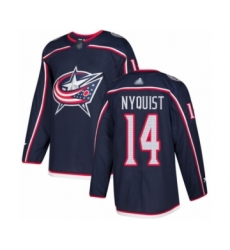 Men's Columbus Blue Jackets #14 Gustav Nyquist Authentic Navy Blue Home Hockey Jersey