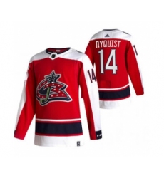 Men's Columbus Blue Jackets #14 Gustav Nyquist Red 2020-21 Reverse Retro Alternate Hockey Jersey