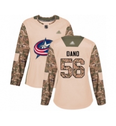 Women's Columbus Blue Jackets #56 Marko Dano Authentic Camo Veterans Day Practice Hockey Jersey