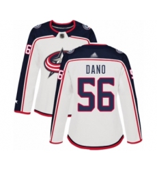 Women's Columbus Blue Jackets #56 Marko Dano Authentic White Away Hockey Jersey