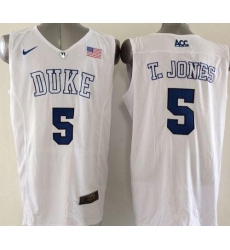 Blue Devils #5 Tyus Jones White Basketball Elite Stitched NCAA Jersey