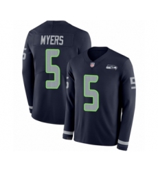 Men's Seattle Seahawks #5 Jason Myers Limited Navy Blue Therma Long Sleeve Football Jersey