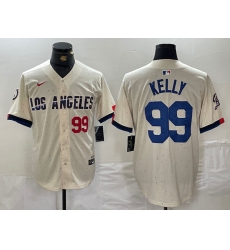 Men's Los Angeles Dodgers #99 Joe Kelly Number Cream 2024 City Connect Limited Stitched Jersey