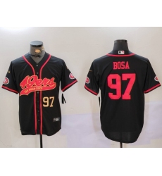 Men's San Francisco 49ers #97 Nick Bosa Black With Cool Base Stitched Baseball Jersey