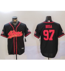 Men's San Francisco 49ers #97 Nick Bosa Black With Cool Base Stitched Baseball Jerseys