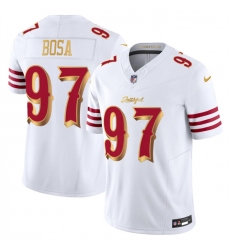 Men's San Francisco 49ers #97 Nick Bosa White Gold 2025 F.U.S.E. “Rivalries” Vapor Limited Football Stitched Jersey