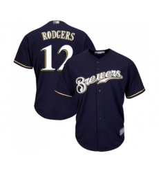 Youth Milwaukee Brewers #12 Aaron Rodgers Replica Navy Blue Alternate Cool Base Baseball Jersey