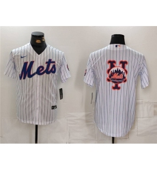 Men's New York Mets White Team Big Logo Cool Base Stitched Baseball Jersey