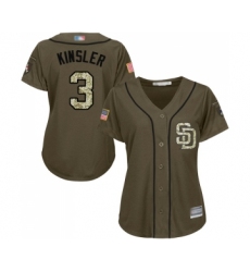 Women's San Diego Padres #3 Ian Kinsler Authentic Green Salute to Service Cool Base Baseball Jersey