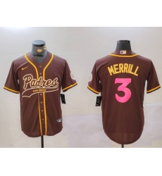 Men's San Diego Padres #3 Jackson Merrill Brown Cool Base Stitched Baseball Jerseys