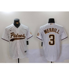 Men's San Diego Padres #3 Jackson Merrill White 2023 Cool Base Stitched Jersey