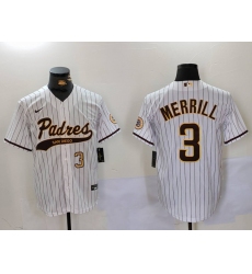 Men's San Diego Padres #3 Jackson Merrill White 2023 Cool Base Stitched Jerseys