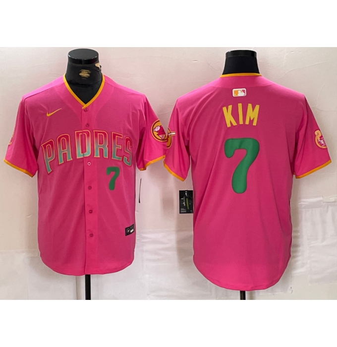 Men's San Diego Padres #7 Ha Seong Kim Pink Player Number Fashion Baseball Jersey