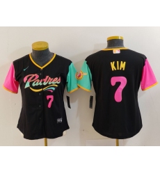 Women's San Diego Padres #7 Ha Seong Kim Black Player Number Fashion Baseball Jersey