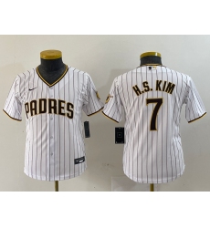 Youth San Diego Padres #7 Ha Seong Kim White Stitched Cool Base Nike Jersey