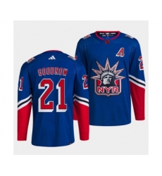 Men's New York Rangers #21 Barclay Goodrow Blue 2022 Reverse Retro Stitched Jersey