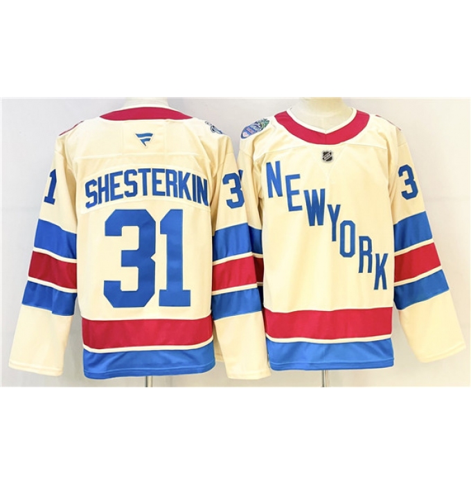 Men's New York Rangers #31 Igor Shesterkin Beige 2025-26 Winter Classic Stitched Hockey