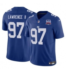 Men's New York Giants #97 Dexter Lawrence II Blue 2024 F.U.S.E. 100TH Season Vapor Untouchable Limited Stitched Jersey