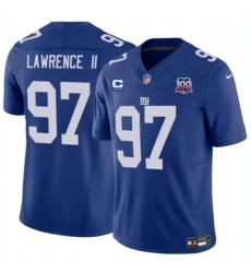 Men's New York Giants #97 Dexter Lawrence II Blue 2024 F.U.S.E. With 3-Star C And 100TH Season Vapor Untouchable Limited Stitched Jersey