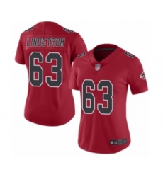 Women's Atlanta Falcons #63 Chris Lindstrom Limited Red Rush Vapor Untouchable Football Jersey